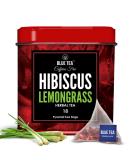 BLUE TEA - Hibiscus Lemongrass Herbal Tea - 18 Tea Bags | CAFFEINE FREE | Christmas Tea Gifts | Farm Packed Hibiscus Lemongrass Tea | Tin Pack - Buy Online on GoSupps.com