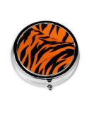 Round Mini Travel Pill Organizer - 2.0x2.0x0.7 Tiger Stripes Orange - International Shipping Available - Buy Online on GoSupps.com