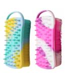 Cinlitek Dual Sided Silicone Body Scrubber - 2 Pack for Exfoliating Shower & Scalp Massage | Bath & Shampoo Brush | Soft Body Exfoliator Silicone Loofah Shower Scrubber - Purple & Yellow - Buy Online on GoSupps.com
