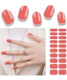 Foyute Semi Cured Gel Nail Strips 20 Pcs Soft Self-Adhesive Gel Nail Polish Wraps Sticker for Salon-Quality Manicure Set Long Lasting Easy to Apply & Remove Nail File & Wooden Stick (Orange) - Buy Online on GoSupps.com