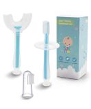 3-in-1 Baby Training Toothbrush Set - Silicone Oral Care Toothbrush for Infants & Toddlers - Extra Soft Bristles, Food Grade, 0-24 Months (3 Pack, Blue) - Buy Online on GoSupps.com