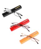 Rucudim men's women's reading glasses 3 pairs metal reading glasses mini narrow reading glasses Small portable anti -blue light glasses spring hinge metal reading aid 1.50 with case (black yellow red) - Buy Online on GoSupps.com