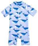 BONVERANO Baby Boys Swimsuit | Short-Sleeve One Piece Swimwear | UPF 50+ Sun Protection | Blue Whale Design | 2-3 Years - Buy Online on GoSupps.com