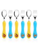 Lehoo Castle 6pcs Stainless Steel Toddler Fork and Spoon Set - Children's Cutlery Flatware in Blue/Yellow - Buy Online on GoSupps.com