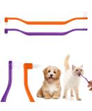 Double-Sided Cat Toothbrushes - 2 Pack Kitten Dental Care Brush with Microbe Head & Curved Handle - Purple & Orange - Buy Online on GoSupps.com