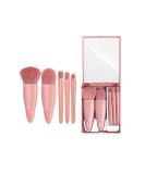 MJ JOMAY Mini Makeup Brush Set with Mirror - Professional Travel Set for Face, Eyebrow, Blush, and Lip Gloss - Pink - Buy Online on GoSupps.com