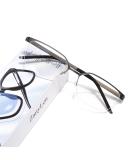 Superlight Titanium Blue Light Blocking Glasses | Stylish Semi-Rimless Rectangle Eyeglasses for Gaming & Computer Use (Gunmetal) - International Shipping Available - Buy Online on GoSupps.com