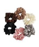 Elegant Satin Silk Scrunchies - 6 Pack | Big Hair Ties for Ponytail | Gentle on Hair - Buy Online on GoSupps.com