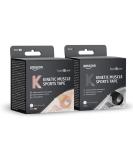 Amazon Basic Care Kinetic Muscle Sports Tape 5m x 5cm Pack of 2 Black/ Beige Black Beige - Buy Online on GoSupps.com
