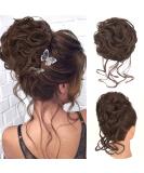 Deethens Messy Hair Bun Scrunchie - Curly Updo Ponytail Chignon Hairpiece in Medium Chestnut Brown - Buy Online on GoSupps.com
