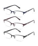 CRGATV 3-Pack Women's Blue Light Blocking Reading Glasses | Anti UV/Glare, Metal Half Frame Computer Readers (+2.5 Magnification) - Black Blue Red - Buy Online on GoSupps.com