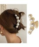 White Large Pearl Hair Claw Clips - Strong Hold Barrettes for Women | Ideal for Daily, Birthday, Wedding Wear | Nonslip Hair Accessories for Thick or Thin Hair - Buy Online on GoSupps.com