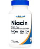 Nutricost Flush-Free Niacin 500mg (Inositol Hexanicotinate) - 120 Capsules - Vitamin B3 - Buy Online on GoSupps.com
