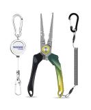 TRUSCEND Fishing Pliers Set with Zinger Retractor | Saltwater Resistant Teflon Coated | Multi-Function Fishing Gear | Hook Remover Split Ring Plier | Fly Fishing Tools | Fishing Gifts for Men - Alpine Green - Buy Online on GoSupps.com