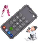 Besosay Baby Phone Teething Toy: Soft Silicone Cell Phone Teether for Babies 0-12 Months Grey | Baby Fidget Toy & Pacifier for Breastfeeding - Buy Online on GoSupps.com