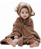 Gneliwm Baby Hooded Bath Towel Swaddle Wrap Blanket Bathrobe Ultra Soft Absorbent Coral Velvet Poncho Shower Towel for Newborn Infant Toddler (Brown Monkey) - Buy Online on GoSupps.com
