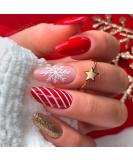Vatocu Christmas False Nails - Short Red Press On Nails with Snowflake, Elk, and Snowman Designs - 24pcs for Women and Girls - Buy Online on GoSupps.com