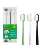 Selene S-Shape Extra Soft Toothbrushes - 20 000 Bristles for Sensitive Gums Ideal for Kids Pregnant Women & Elderly (3 Pcs) - Green Black White - Buy Online on GoSupps.com