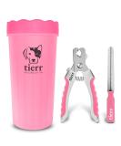 Tierr Pfotenreiniger for Dogs | Remove Dirt from Paws | Dishwasher Safe | Size L + Claw Scissors | Pink - Buy Online on GoSupps.com