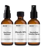 MedPeel Glycolic 30% Essential Peel Kit Includes Peel Prep Neutralizer Light Strength Chemical Face Peel Minimize Fine Lines Wrinkles Dark Spots All Skin Tones 1oz/30ml (Kit of 3) - Buy Online on GoSupps.com