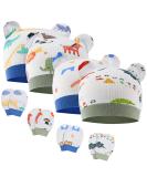 Baby Hat and Mittens Set - 4pc Newborn Caps & Gloves in Blue/Green | Aolso Infant Cotton No Scratch Mittens for 0-6 Months - Buy Online on GoSupps.com