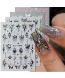 3D metallic black butterfly nail ticker laser pink aurora butterfly nail sticker butterfly nail stick nail design nail accessories punk butterfly nail art stickers silver nail sticker - Buy Online on GoSupps.com