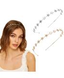 Elegant Bride Hair Accessories - 2pc 15-Star Head Straps | Gold & Silver Alloy Hairbands for Women & Girls - Perfect for Weddings Birthdays & Valentine's Day - Buy Online on GoSupps.com