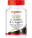 Fairvital L-Ornithine & L-Arginine 350mg - High Dose Vegan Amino Acids - 90 Tablets - International Shipping Available - Buy Online on GoSupps.com