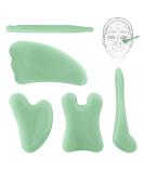 Gua Sha Set 5pcs Gua Sha Face Treatment with Jade Stein Gua Sha Massage Gua Sha Facial Tools Stone Massage Tool Set For Spa Hautskfleit Face Yoga Body Muscles Relieving (Green) - Buy Online on GoSupps.com