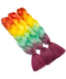 Tess Braids Extensions 60 cm | Jumbo KanCalon Ombre Hair Braids | 100g Single-Laid Box Braids - Orange/Yellow/Green/Pink - Buy Online on GoSupps.com