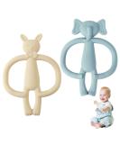 Clundoo Baby Biting Toys - Silicone Elephant & Rabbit Dental Aids for 3-24 Months - Soothe Sore Gums with Comfortable Bite Rings - Buy Online on GoSupps.com