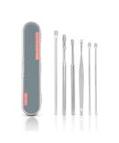 Ear Wax Removal Tool Kit | 6 in 1 Stainless Steel Ear Cleaner Set with Storage Box | Safe Ear Cleaning for Adults and Kids - Silver - Buy Online on GoSupps.com
