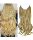 OMGREAT 18 Inch Curly Wavy Halo Hair Extensions - Invisible Wire Ash Blonde Mix Bleach Blonde - Buy Online on GoSupps.com