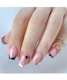 24 Pcs Valentine's Day Press On Nails - Short Black Love Heart Angular French Acrylic Nails for Women & Girls - Buy Online on GoSupps.com