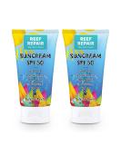 Reef Repair Reef Safe Sunscreen SPF 50 (2 Pack) - Natural, Water Resistant & Biodegradable - Broad Spectrum UVA/UVB Protection - Travel Size (2 x 1.7 fl.Oz) - Buy Online on GoSupps.com