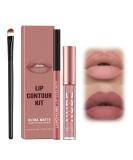 Ninnyi 3PCS Lip Liner and Lipstick Set Long Lasting Waterproof Lip Stain with Lip Brush - Buy Online on GoSupps.com