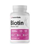 Bucked Up Biotin (Vitamin B7) 10,000IU Essentials - 120 Softgel Capsules | 120 Servings | Gluten-Free | Vegetarian | Non-GMO - Buy Online on GoSupps.com