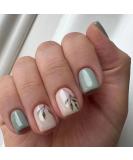 24Pcs Short Square Green Gradient Leaves False Nails - Elegant French Tips Press on Nails for Women - Reusable Stick on Nails - Nail Art Accessories - Buy Online on GoSupps.com