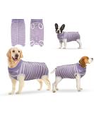 Ouuonno XXL Purple Striped Recovery Suits for Dogs & Cats | Surgical Anti-Lick Vest for Abdominal Wounds & Skin Conditions - Buy Online on GoSupps.com