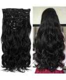 Neverland 22 Ombre Wavy Curly Hair Extensions - Full Head Clip-In 7pcs Natural Black Dip Dye for Effortless Style - Buy Online on GoSupps.com