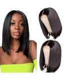 12 Inch Short Bob Brazilian Virgin Human Hair Wig | HD Transparent Lace Closure | Pre-Plucked with Baby Hair | 150% Density | Natural Black for Black Women - Buy Online on GoSupps.com