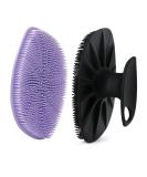 HieerBus Silicone Face Scrubber | Facial Cleansing Brush for Men and Women | Gentle Exfoliation Pad for Cleansing and Massage | Black+Purple - Buy Online on GoSupps.com