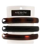 Aurora Pin Stylish Tortoise Shell Hair Clip Set - Strong Korea Made Autoclasp Barrettes for Updo, Bun, Ponytail - 3 Pieces, 3 Colors - Ideal for Thick Medium Volume Hair - Buy Online on GoSupps.com