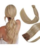 Shop Hetto Real Hair Extensions Ponytail - #14/613 Dark Golden with Bleached Blonde - Remy 50cm 100g Braid Extensions - Buy Online on GoSupps.com