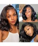 Glueless Short Bob Human Hair Lace Front Wig 10In | HD Lace Frontal, Pre Plucked, 180% Density | Brazilian Virgin Hair, Natural Color | Body Wave, Side Part, Baby Hair | for Black Women - Buy Online on GoSupps.com