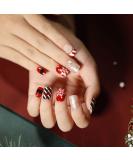 Bufenia 24Pcs Christmas Press on Nails - Red Glitter Elk Snowflake False Nails for Women and Girls - Buy Online on GoSupps.com