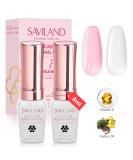 SAVILAND Builder Nail Gel - Clear Pink Thickening Gel with Castor Oil & Vitamin E | LED Cured Hard Gel for Home Nail Care & Strengthening - Buy Online on GoSupps.com