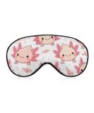 Soft Blackout Eye Mask for Sleeping - Adjustable Cartoon Axolotl Pink Sleep Mask for Women | Travel-Friendly No Pressure Design - Buy Online on GoSupps.com