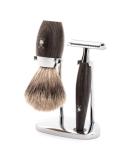 M HLE Kosmo Series Shaving Set - Fine Badger Hair Safety Razor with Bog Oak Handle | Premium International Shipping - Buy Online on GoSupps.com