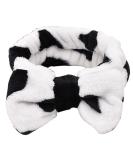 Cow Print Spa Bow Headband for Women - High Elasticity Coral Fleece Skincare Headband - Buy Online on GoSupps.com
